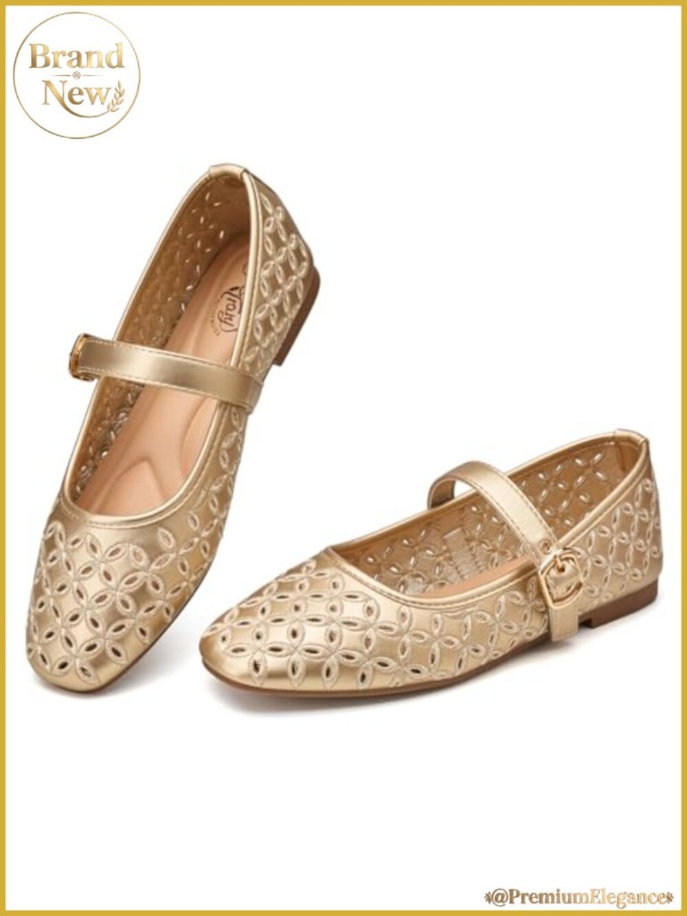 Mary Jane Flats for Women Cutout Hollow Out Breathable Memory Foam Rubber Sole
